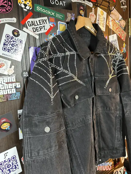 Sp5der OG Spider Worldwide First Ever 2019 Drop Denim Jacket, detail view 8