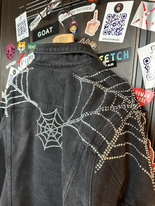 Sp5der OG Spider Worldwide First Ever 2019 Drop Denim Jacket, detail view 10
