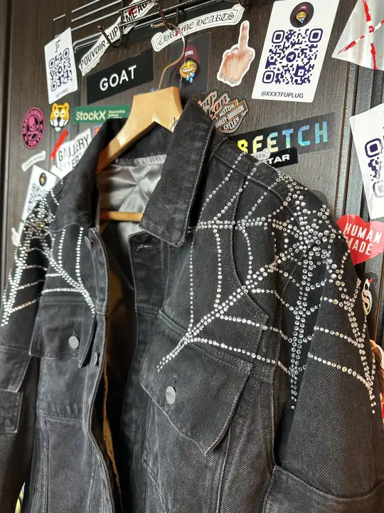 Sp5der OG Spider Worldwide First Ever 2019 Drop Denim Jacket, detail view 11