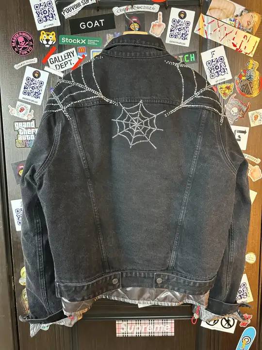 Sp5der OG Spider Worldwide First Ever 2019 Drop Denim Jacket, detail view 13