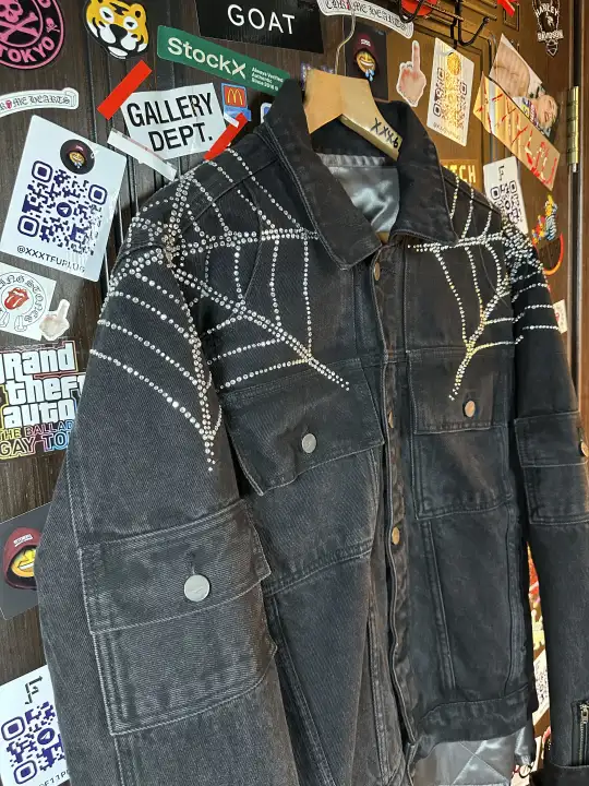 Sp5der OG Spider Worldwide First Ever 2019 Drop Denim Jacket, detail view 15
