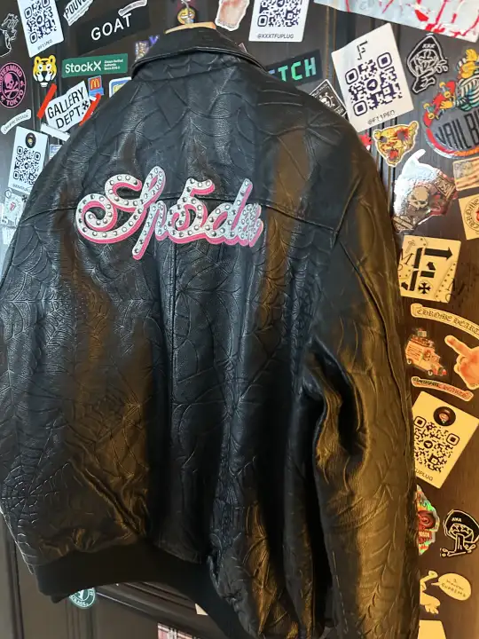 Sp5der Sp5der Web Debossed Leather Jacket L, detail view 5