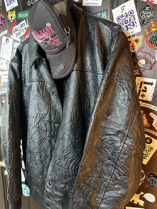 Sp5der Sp5der Web Debossed Leather Jacket L, detail view 13