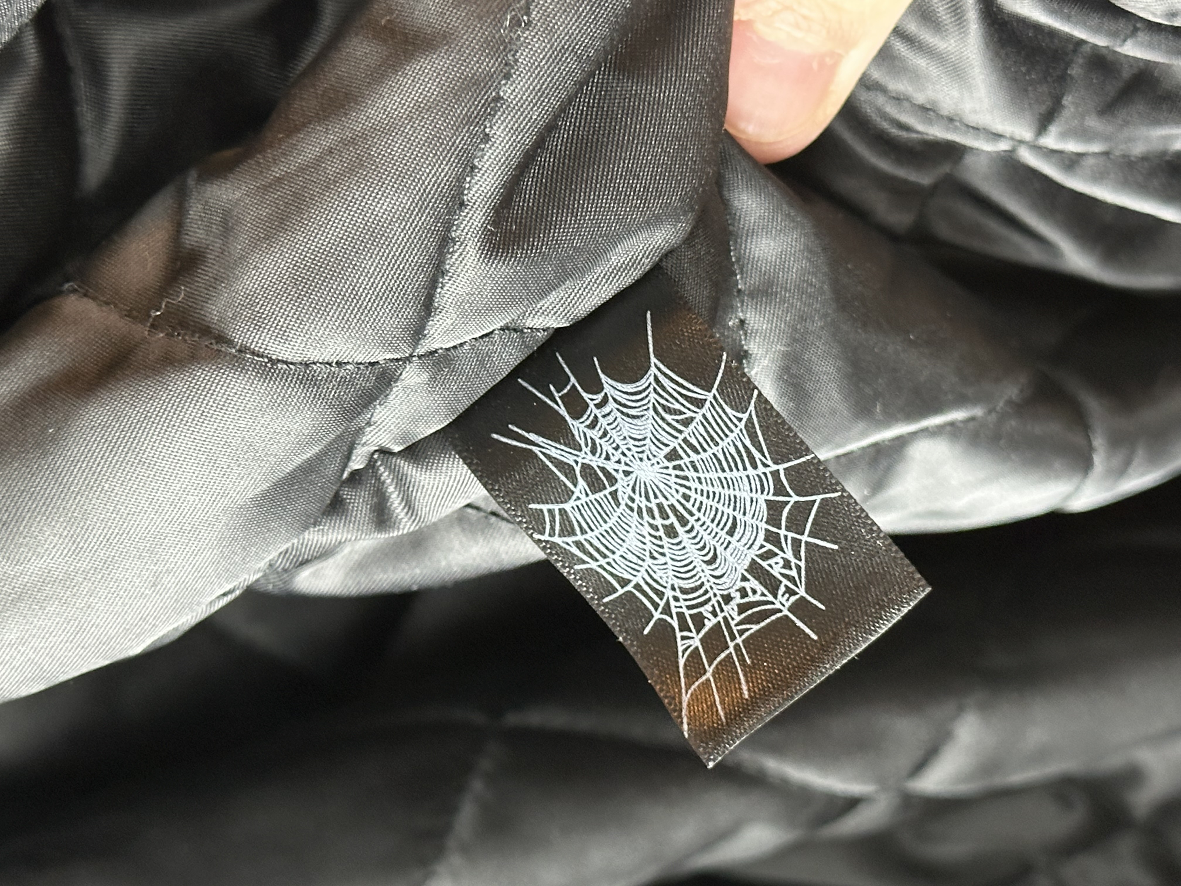 Sp5der Sp5der Web Debossed Leather Jacket L